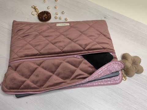 Etui na laptopa welurowe ROSE VELVET