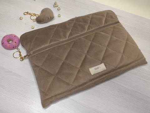 Etui na laptopa welurowe BEIGE VELVET