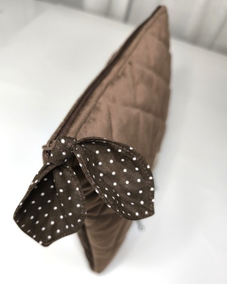 Saszetka welurowa BROWN VELVET M