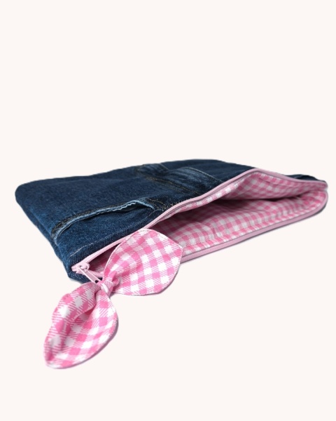 Etui na tablet UPCYCLED JEANS Różowa kratka