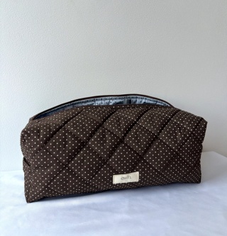 Kosmetyczka bawełniana BOX BROWN DOTS L