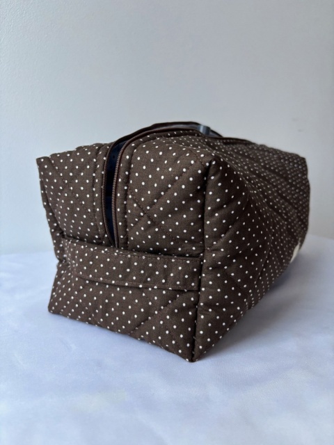 Kosmetyczka bawełniana BOX BROWN DOTS L