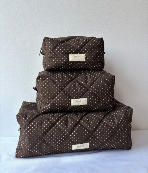 Kosmetyczka bawełniana BOX BROWN DOTS L