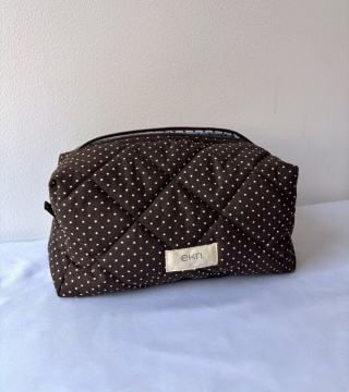 Kosmetyczka bawełniana BOX BROWN DOTS M