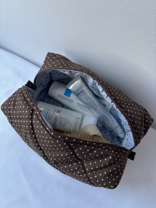 Kosmetyczka bawełniana BOX BROWN DOTS M