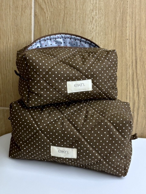 Kosmetyczka bawełniana BOX BROWN DOTS M