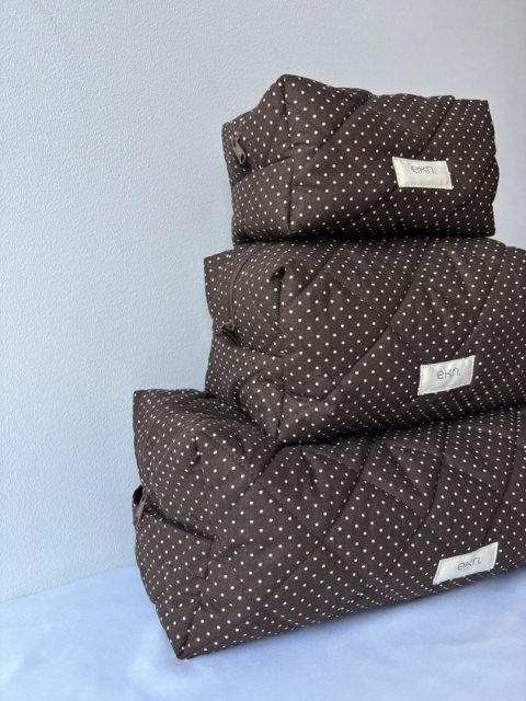 Kosmetyczka bawełniana BOX BROWN DOTS S