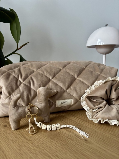 Kosmetyczka welurowa BOX BEIGE VELVET L