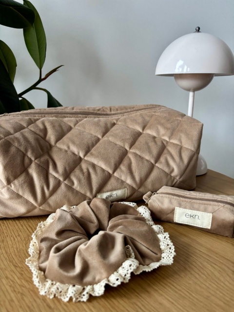 Kosmetyczka welurowa BOX BEIGE VELVET L