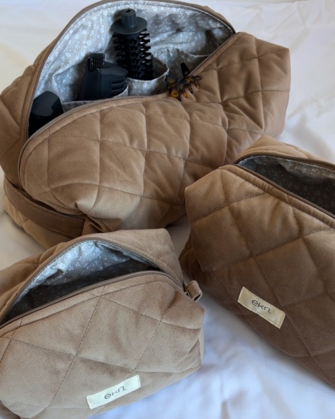 Kosmetyczka welurowa BOX BROWN VELVET L