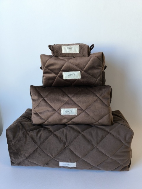 Kosmetyczka welurowa BOX BROWN VELVET L