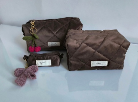 Kosmetyczka welurowa BOX BROWN VELVET L