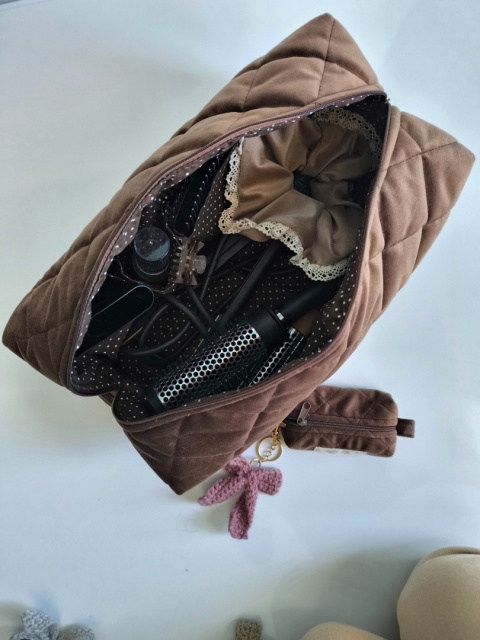 Kosmetyczka welurowa BOX BROWN VELVET L