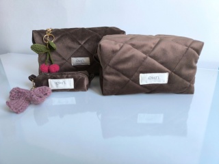 Kosmetyczka welurowa BOX BROWN VELVET M