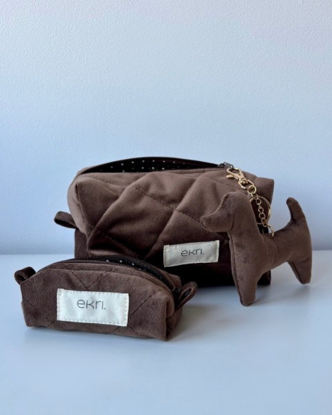 Kosmetyczka welurowa BOX BROWN VELVET XS