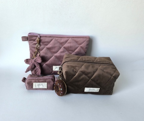 Kosmetyczka welurowa BOX BROWN VELVET S