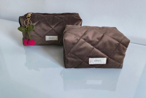 Kosmetyczka welurowa BOX BROWN VELVET S