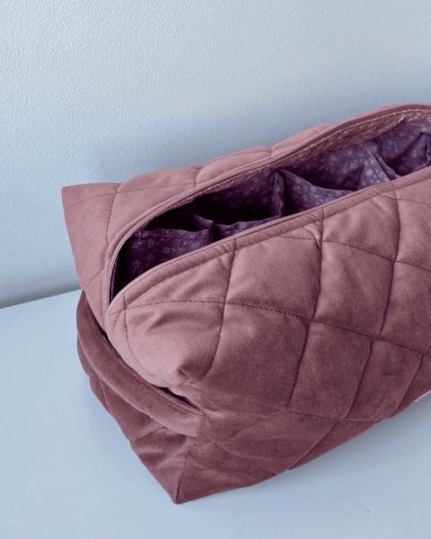 Kosmetyczka welurowa BOX ROSE VELVET L