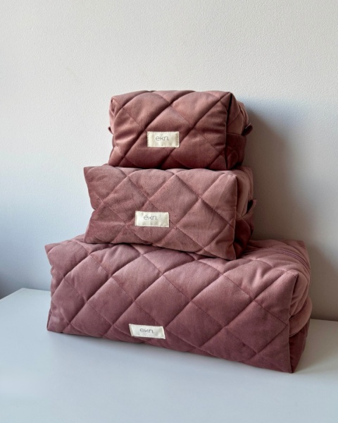 Kosmetyczka welurowa BOX ROSE VELVET S