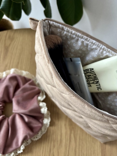 Saszetka welurowa BEIGE VELVET L