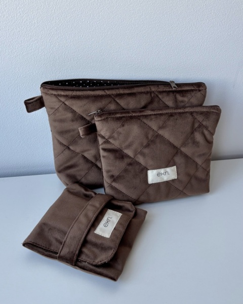 Saszetka welurowa BROWN VELVET M