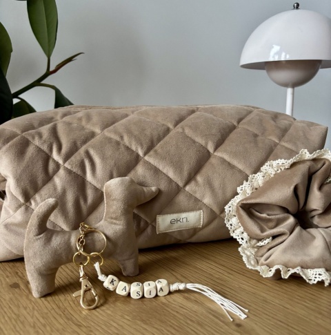 Scrunchie z koronką BEIGE VELVET