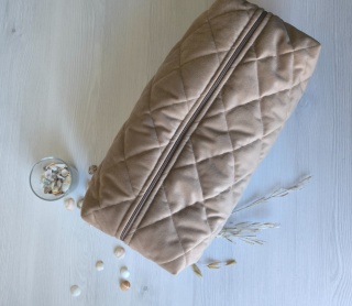 Kosmetyczka welurowa BOX BEIGE VELVET L