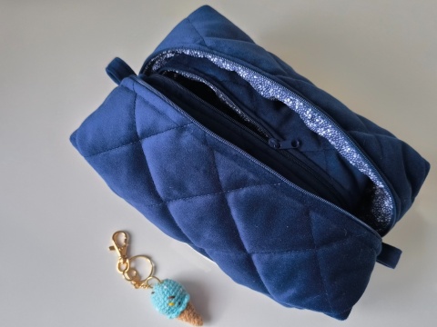 Kosmetyczka welurowa BOX BLUE INK VELVET M