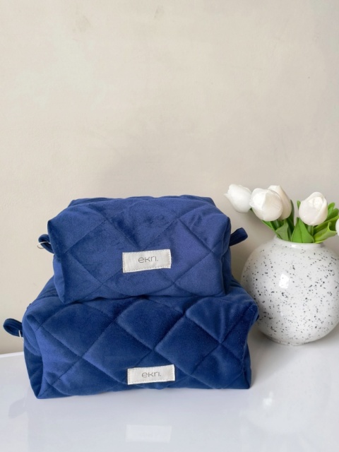 Kosmetyczka welurowa BOX BLUE INK VELVET S