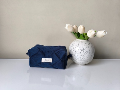 Kosmetyczka welurowa BOX BLUE INK VELVET S