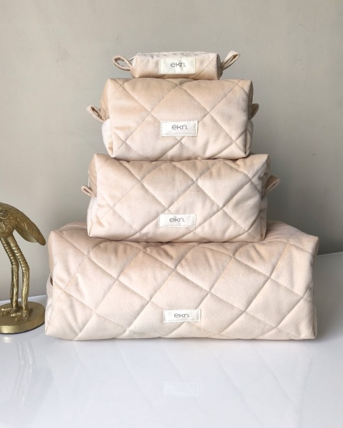 Kosmetyczka welurowa BOX CHAMPAGNE VELVET M