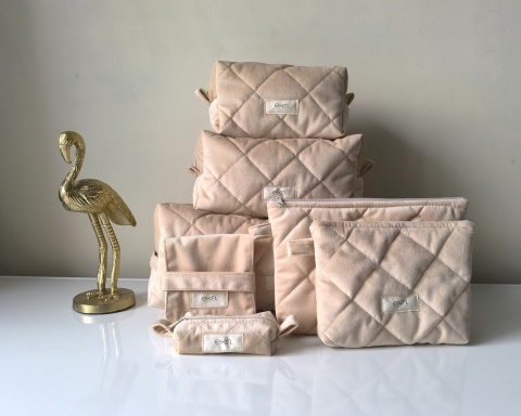 Kosmetyczka welurowa BOX CHAMPAGNE VELVET XS