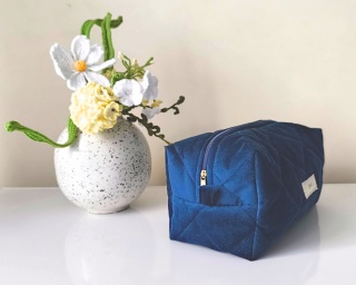 Kosmetyczka welurowa BOX NAVY BLUE VELVET M