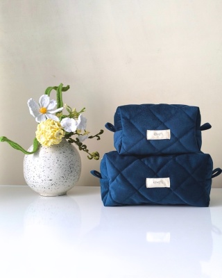 Kosmetyczka welurowa BOX NAVY BLUE VELVET S