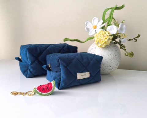 Kosmetyczka welurowa BOX NAVY BLUE VELVET S