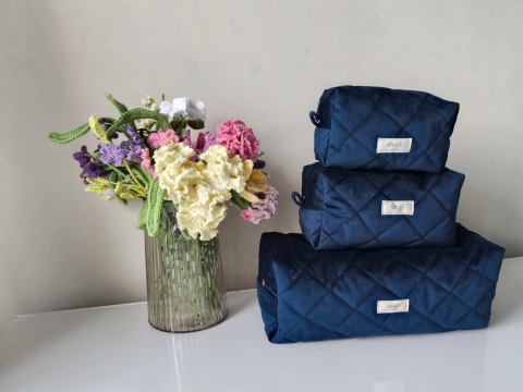 Kosmetyczka welurowa BOX NAVY OCEAN VELVET M
