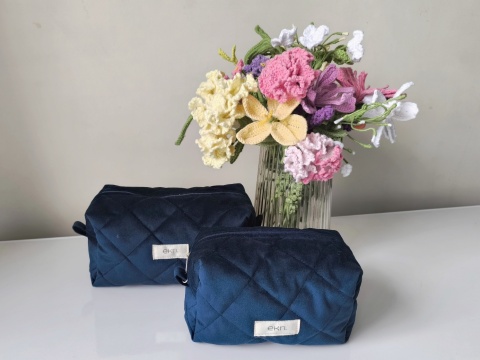 Kosmetyczka welurowa BOX NAVY OCEAN VELVET M