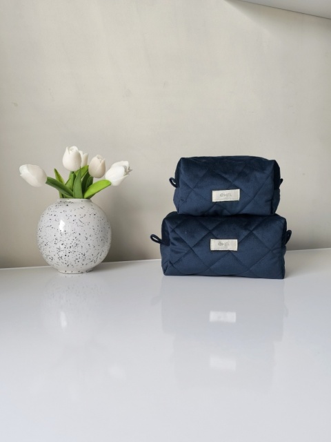 Kosmetyczka welurowaBOX NAVY OCEAN VELVET S